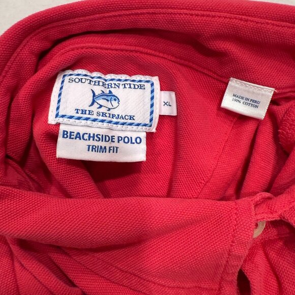Southern Tide Skipjack Beachside Polo Trim Fit Men’s XL Coral Red cotton preppy - Picture 9 of 9